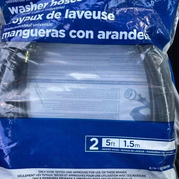 Whirlpool 8212641RP Universal Washer Hoses NWT 5 Ft Black Industrial Grade - Picture 1 of 2